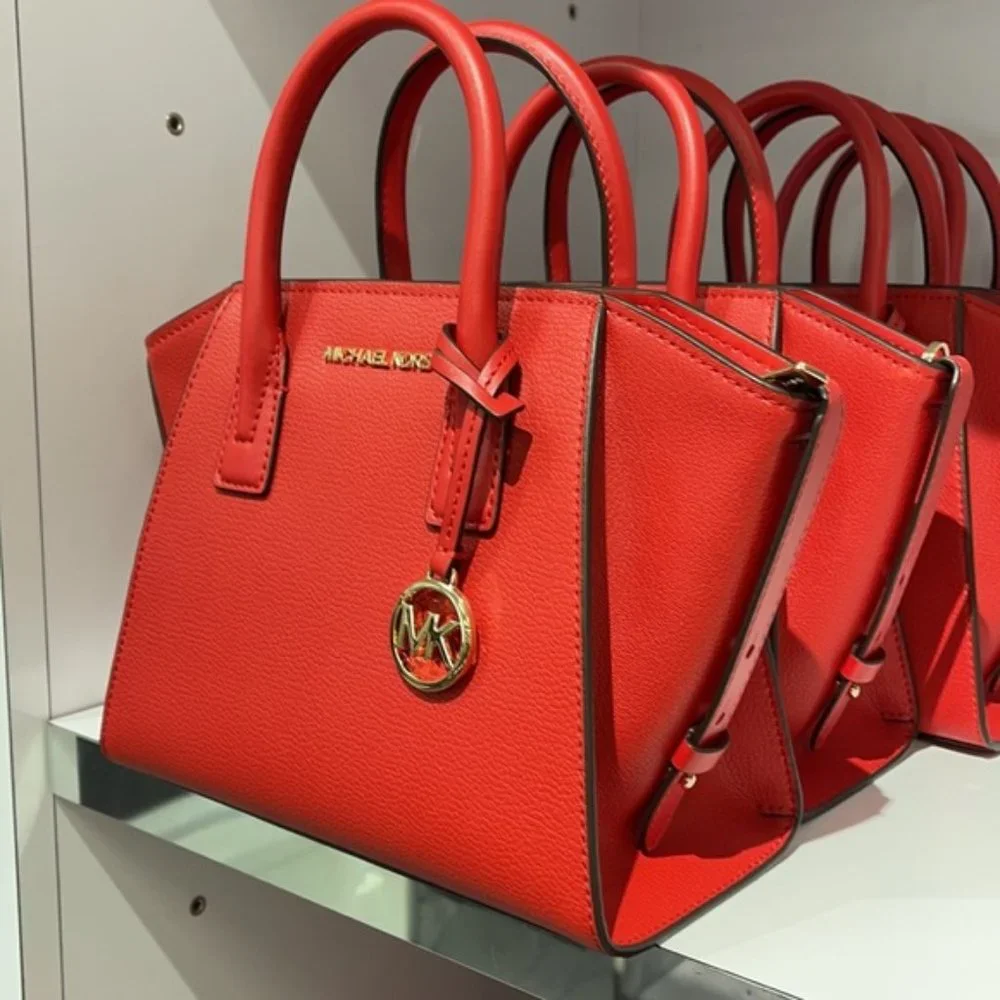 Michael Kors Avril Small Leather Top-Zip Satchel Color Flame - Picture 1 of 16